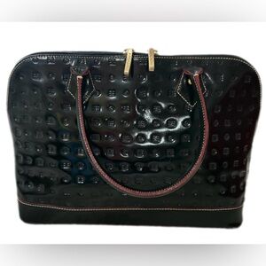 Arcadia EUC Black Embossed
Patent Leather Double Handle
Handbag satchel